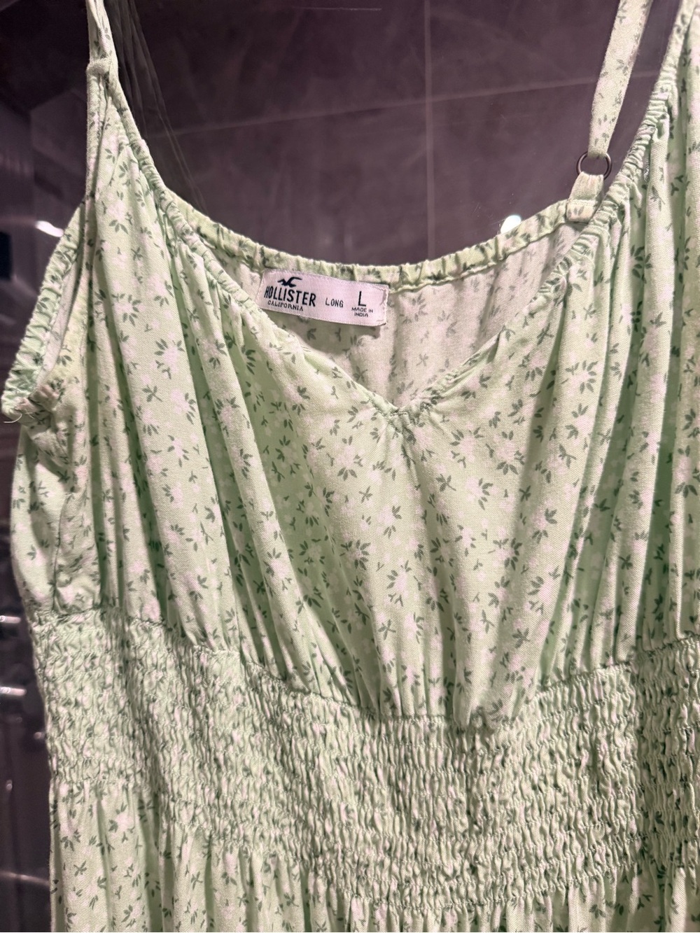 Hollister light green midi/maxi dress in floral print size L - Picture 6 of 11